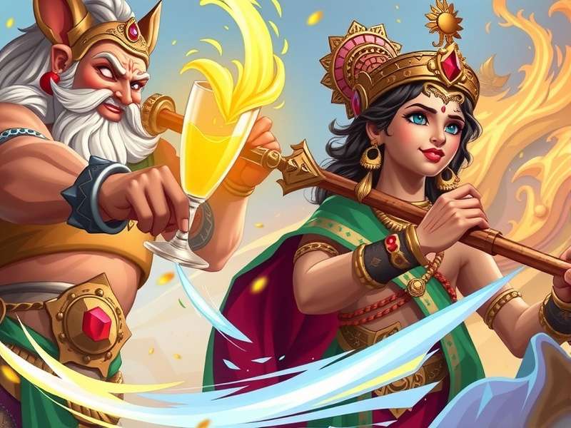 Lassi Legend Lords Game Banner featuring Indian gods and magical lassi